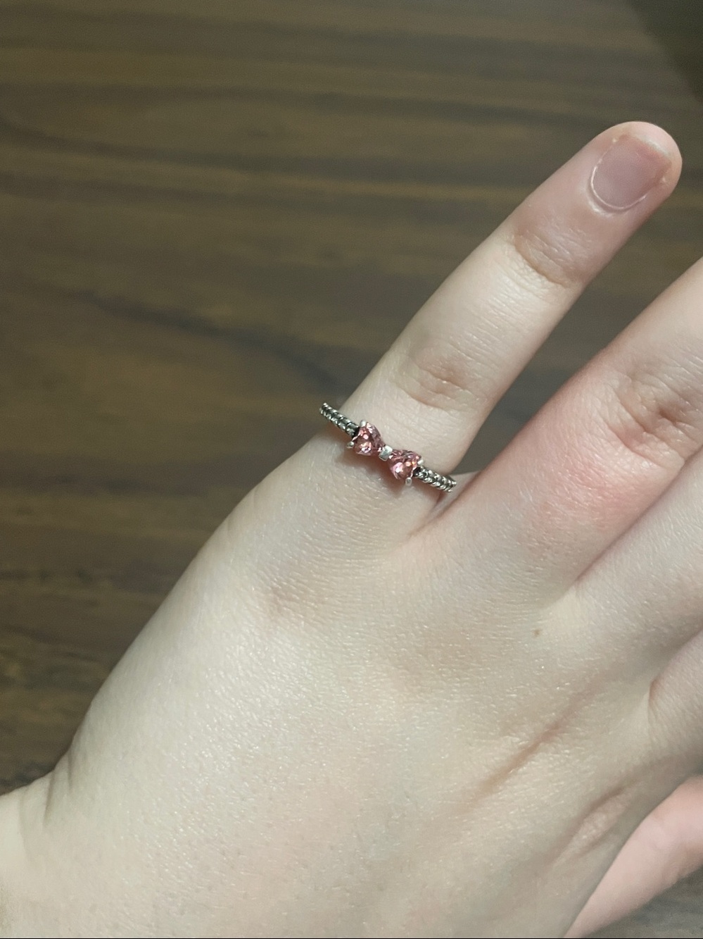 Sparkling Pink Bow Ring Pandora Sterling Silver Size 5 - Picture 4 of 4